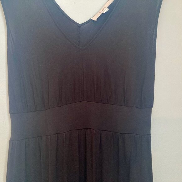 LOFT V-Neck Maxi Tank Dress Small Black Flowy Resort Vacation Beach Minimal - Picture 4 of 7